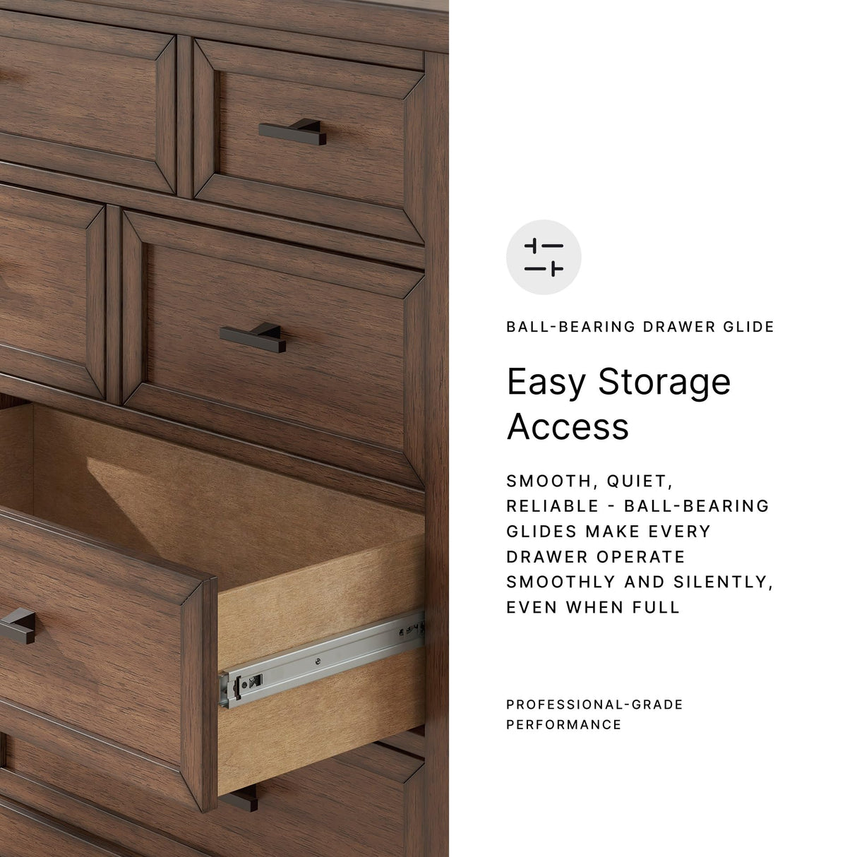 Signature Design by Ashley Taffenbrook Farmhouse 10-Drawer Bedroom Dresser with Felt-Lined Top Drawer for Jewelry and Delicates, Easy Glide Drawers, Picture Frame Moulding, Black Handles, Dark Brown Signature Design by Ashley