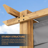 HAPPATIO 12' X 12' Retractable Pergola Canopy for Backyard, Garden, Patio; Woodgrain-Look Aluminum Frame with Retractable Pergola Canopy, Includes Anchors and Expansion Screws (Grey) HAPPATIO