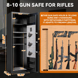 10-12 Gun Safe for Home Rifle and Pistols,No Assembly Required Gun Safe Locker,Biometric Fingerprint Locking Cabinet,Electronics Keyboard Password Cabinet Safes,Adjustable Partition Storage Rifle Case Leariso