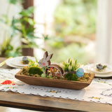 Hanobe Decorative Wooden Dough Bowl: Wood Table Centerpiece Decorations Rustic Natural Candle Holder Tray Trough for Dining Room Kitchen Decor, Brown Hanobe