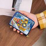 ARTopet Christmas Credit Card Holder Diamond Art Painting PU Wallet ID Card Case Zipper Anti-demagnetization Business Accordion Wallet Crafts Gift for Women Men Travel-Train ARTopet