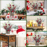 2 Pack Christmas Table Decorations, 14 Inch Christmas Centerpiece Small Potted Christmas Tree with Lights, Pine Cones and Berries, Xmas Artificial Plants for Tables, Home, Mantel Holiday Decor BHLUUIYER