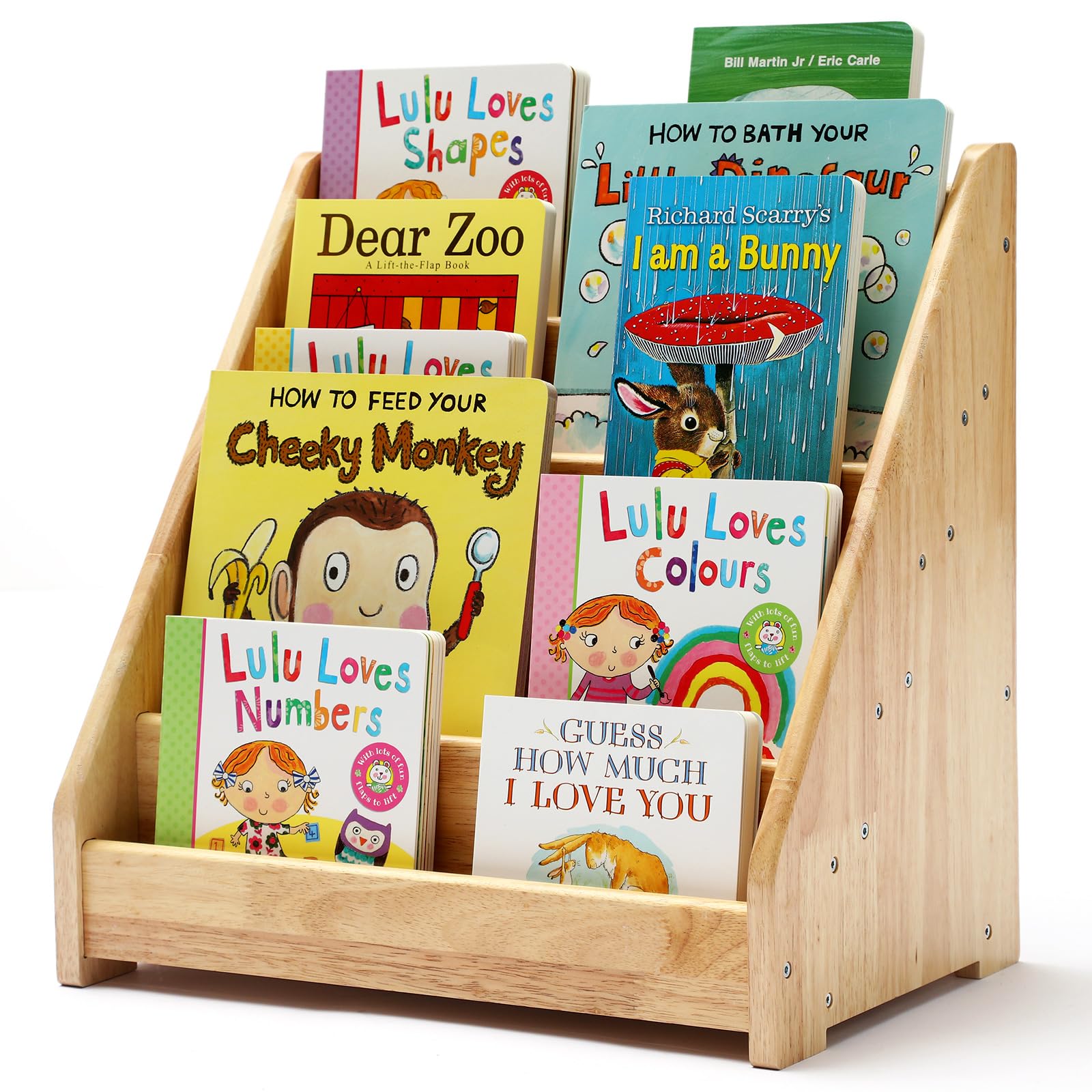 Nuoex 5-Tier Wooden Montessori Bookshelf with Chalkboard for Toddlers - WoodArtSupply