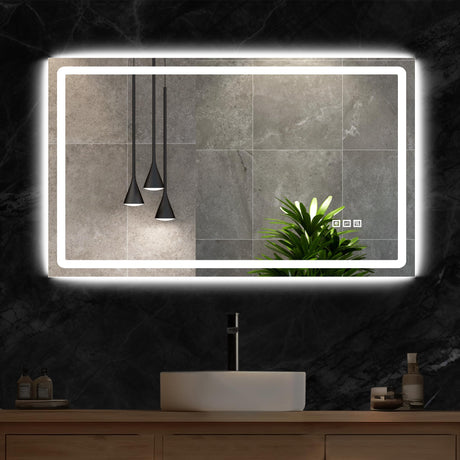 DURASPACE 60 x 36 inch Led Bathroom Mirror with Frontlit and Backlit,Dimmable Vanity Wall Mirror Anti-Fog Memory Mirrors for Bathroom Vanity (Vertical/Horizontal) DURASPACE