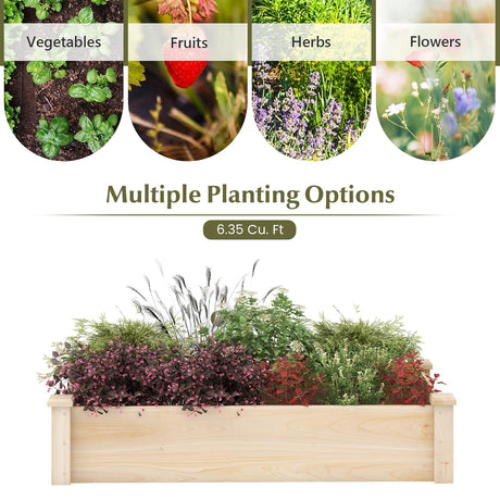 Giantex Wooden Raised Garden Bed, Rectangular Planter Box for Vegetables, Fruits, Flowers, Herbs, 48" Lx24 Wx10 H Outdoor Elevated Planting Bed for Garden, Backyard, Lawn, Patio Giantex