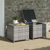 UDPATIO Outdoor Wicker Side Table with Storage Set of 2 Patio Rattan End Table Small Resin Square Container Coffee Table Backyard Pool for Furniture Covers, Toys and Gardening Tools (Grey) UDPATIO