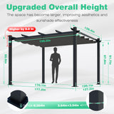 Yardenaler 12’ X 16’ Retractable Pergola with Adjustable Canopy for Backyard Deck Garden Grey Yardenaler