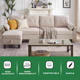 Chireca 102" Convertible Sectional Sofa, Modern L Shaped Couch with Storage Ottoman and Side Pockets, 4 Seater Sofa for Living Room Apartment, Beige Chireca