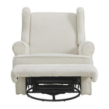 Oxford Baby Teegan Upholstered Swivel Glider & Recliner Nursery Chair, Boucle White Oxford Baby