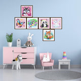 6 Pack Small Diamond Painting Kits for Kids Beginners, 5D Gem Art by Number for Children Ages 6-8-12,Cute Animal Dog Fun DIY Dot Painting Set,Home Wall Decor 6x6 Inch 5DDIYART