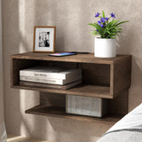 ALIMORDEN Floating Nightstand with Charging Station, Wall Mount Bedside Shelf with Drawer Storage USB Ports and Power Outlets, Small Wall Shelves for Bedroom, Weathered Oak ALIMORDEN