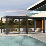 LVUYOYO Outdoor Louvered Pergola 10' x 20', Aluminum Patio Pergola with Adjustable Roof, Sun Shade Shelter Metal Gazebo for Backyard, Garden, Deck(Black) LVUYOYO