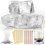 HyqehrtYazc 2.2 lb Clear Jelly Candle Wax High Density Gel Wax for Candle Making 50 Pcs Wick and 60 Pcs Wick Stickers for DIY Making Handmade Projects Material Supplies HyqehrtYazc