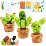 HTVRONT Crochet Kit for Beginners - Complete Crochet Kits with Stitch by Stitch Video Tutorial, Beginner Crochet Kit for Adults Kids Gift - Starter Easy Learn to Crochet Succulent Plants Family HTVRONT