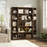 TVU 5-Tier Wood Book Shelf, 47" Wide Large Bookshelf and Bookcase, 62" Tall Bookshelf with Curved Side Shelves, Freestanding Wood Display Book Shelves for Living Room, Home Office, Walnut TVU