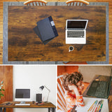 AHB 47" Rolling Computer Desk with 4 Smooth Wheels and 3 Iron Hooks, Simple Style Mobile Writing Desk Home Office Study Table Movable Workstation with Metal Frame AHB