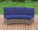 LUXOAK Patio Furniture Sets, 3 Piece Half-Moon Sectional Round Sofa Set, Outdoor Patio Furniture with Cushions for Beach, Pool, Balcony, Blue LUXOAK