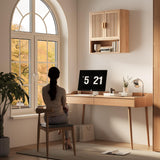 INNOD Bathroom Storage Cabinet, Medicine Cabinet with Adjustable Wood Shelf & Doors, Over The Toilet Storage Cabinet for Laundry Room & Kitchen & Living Room (Natural Oak) INNOD