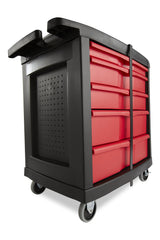 Rubbermaid Commercial Trademaster 5 Drawer Mobile Work Center, 33" L x 20" W x 34" H, Black/Red (FG773488BLA) Rubbermaid Commercial Products