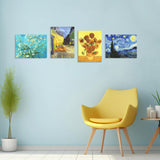 Muzagroo Art Van Gogh Diamond Painting Kits for Adults, DIY 5D Diamond Art Kits for Beginners, Starry Night Arts and Sunflower Crafts Diamond Art for Living Room, Kids Room 4 PCS Wall Art Muzagroo Art