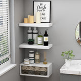 RANK Bathroom Shelves Over Toilet - Wall Mounted Floating Shelves Toilet Paper Storage Small White Decor Shelf 16 inch Set of 3 RANK