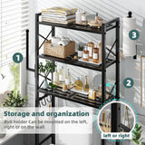 Simple Trending Over The Toilet Storage Rack with Toilet Paper Holder, Heavy Duty Metal 3 Tier Bathroom Organizer Shelf with 3 Hooks,Black Simple Trending