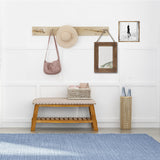 Emaison 16 X 12 Inch Rustic Wood Framed Wall Mirror with Hanging Rope for Farmhouse Decor, for Entryway, Bedroom, Bathroom, Dresser, Brown EMAISON