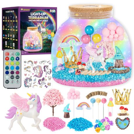 Unicorn Light Up Terrarium for Girls – DIY Garden Craft with LED | STEM Kit, Arts & Crafts Gift for Kids Ages 4-8 by Ednzion Ednzion