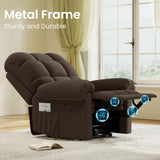 Welzona Updated Power Recliner Chair, Adjustable Electric Recliner Chair for Adults, Ultra-Comfy Teddy Fleece Recliner Chair for Small Space, Tool-Free Assembly, 2 Side Pockets and USB Port, Coffee Welzona