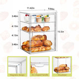 Pastry Display Case,Bread Box for Kitchen Countertop,4 Layers Adjustable Clear Bread Storage with Magnetic Door Bakery Pastry Display15.5x11.4x9.8inch，1 Pack SANKEU
