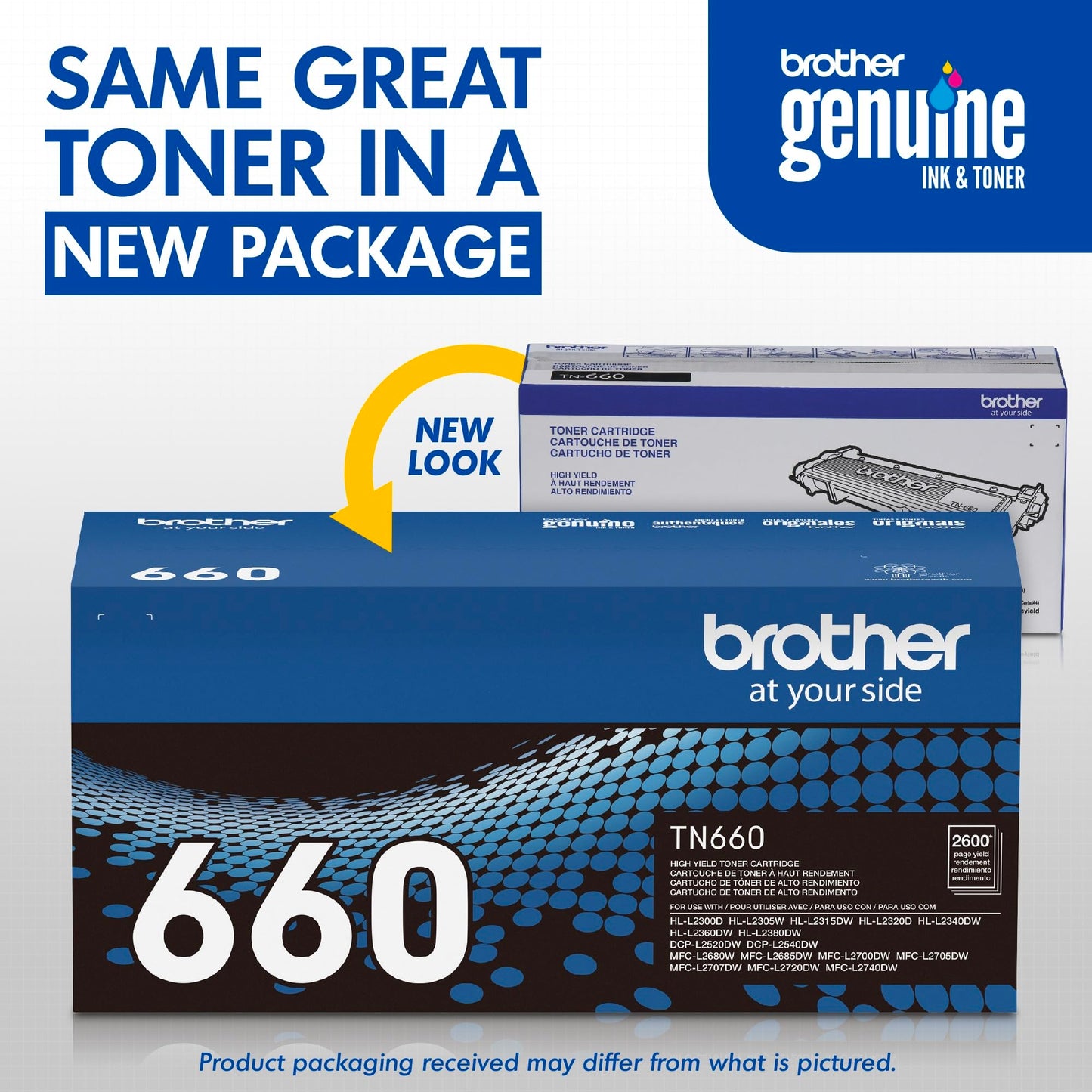 Brother Genuine High Yield Toner Cartridge, TN660, Replacement Black Toner, Page Yield Up to 2,600 Pages, Amazon Dash Replenishment Cartridge, Black, 1 pack