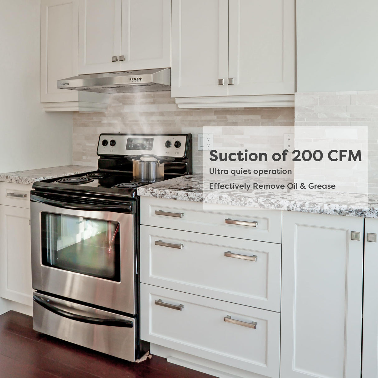 CIARRA Ductless Range Hood 30 inch Under Cabinet Hood Vent for Kitchen Ducted and Ductless Convertible CAS75918A CIARRA