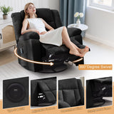 Korser Rocker Recliner, Glider Recliner Chairs for Adults, 360° Swivel Rocking Chair with Massage and Heating, Nursery Chair with Storage and USB Charging for Living Room, Bedroom, Nursery Korser