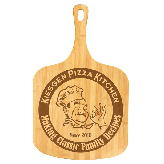 Personalized Large Bamboo Pizza Board - 16 Custom Designs - WoodArtSupply