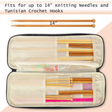 Teamoy Knitting Needles Case (Up to 14''), Travel Organizer Storage Bag for Knitting Needles, Tunisian Crochet Hooks and Accessories, Blue Teamoy