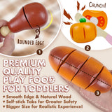 Beberolen Wooden Play Food Sets for Kids Kitchen Toddlers Wood Toys Cutting Fruit Pretend Food Play Kitchen Accessories Set for Boys and Girls Beberolen