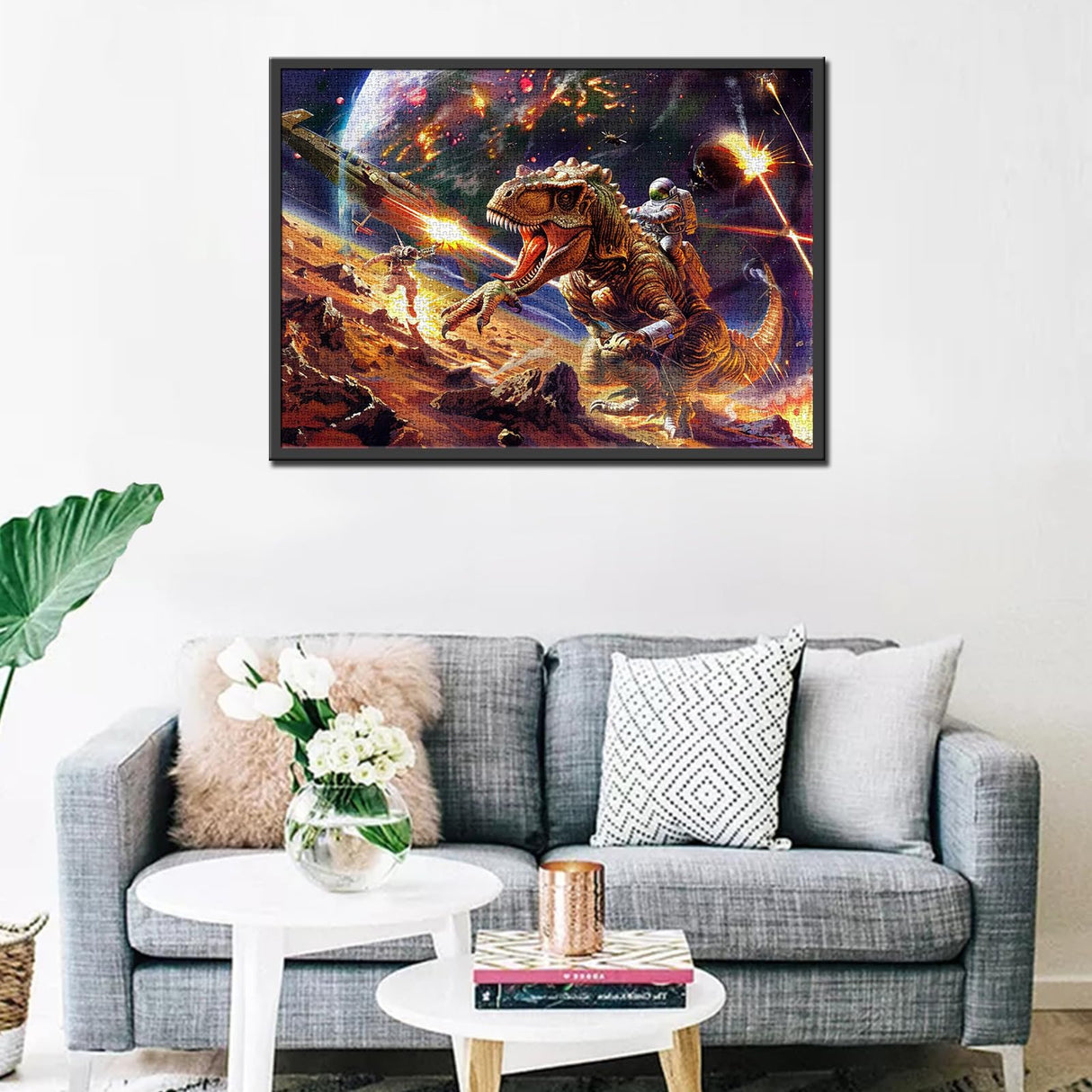 Dinosaur Jigsaw Puzzles 1000 Pieces for Adults, Families (Fierce Animal,Flame,Fighter,Astronaut,Universe, Pieces Fit Together Perfectly 19.7''x27.6''inch Performance Frameable Wildlife Puzzle Art TUMOVO