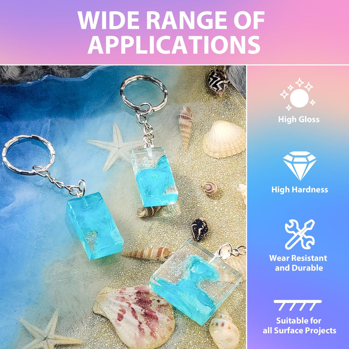 16OZ Epoxy Resin Kit, Crystal Clear Epoxy Resin, No Yellowing No Bubble Self Leveling Coating Casting Resin for Table Tops, Art Crafts, Jewelry, Molds, DIY Projects 1:1 Ratio(8OZ x 2) Pnente