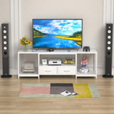 GYIIYUO TV Stand with Fabric Drawers for 55 60 65 Inches TV - Entertainment Center and Industrial TV Console Table with Open Storage Shelves for Living Room, Bedroom - 55.1" White GYIIYUO