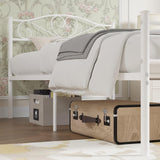 VECELO 14 Inch Twin Size Metal Platform Bed Frame with Headboard and Footboard, Heavy Duty Mattress Foundation with Steel Slats Support, No Box Spring Needed, White VECELO