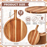 Tanlade 12 pcs Acacia Wood Cutting Board with Handle, Wooden Serving Board, Round Kitchen Chopping Boards Pizza Tray Paddle for Bread, Cheese Charcuterie, Fruit, Vegetables Tanlade