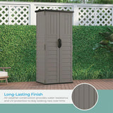 Suncast 22 Cubic Ft. Vertical Resin Outdoor Storage Shed with Lockable Double Doors, Weather-Resistant Multi-Wall Panels, Stoney Suncast