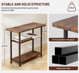 SLEEPING LAMB Side Table for Living Room, 3-Tier End Table for Small Space with Wide Storage Tabletop, Rustic Brown Narrow Nightstand for Bedroom, Sofa Couch SLEEPING LAMB