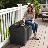 Greesum 100 Gallon Resin Deck Box Large Outdoor Storage Boxes with Cushions for Garden Tools, Patio Furniture Pillows, Pool Supplies, Black Greesum