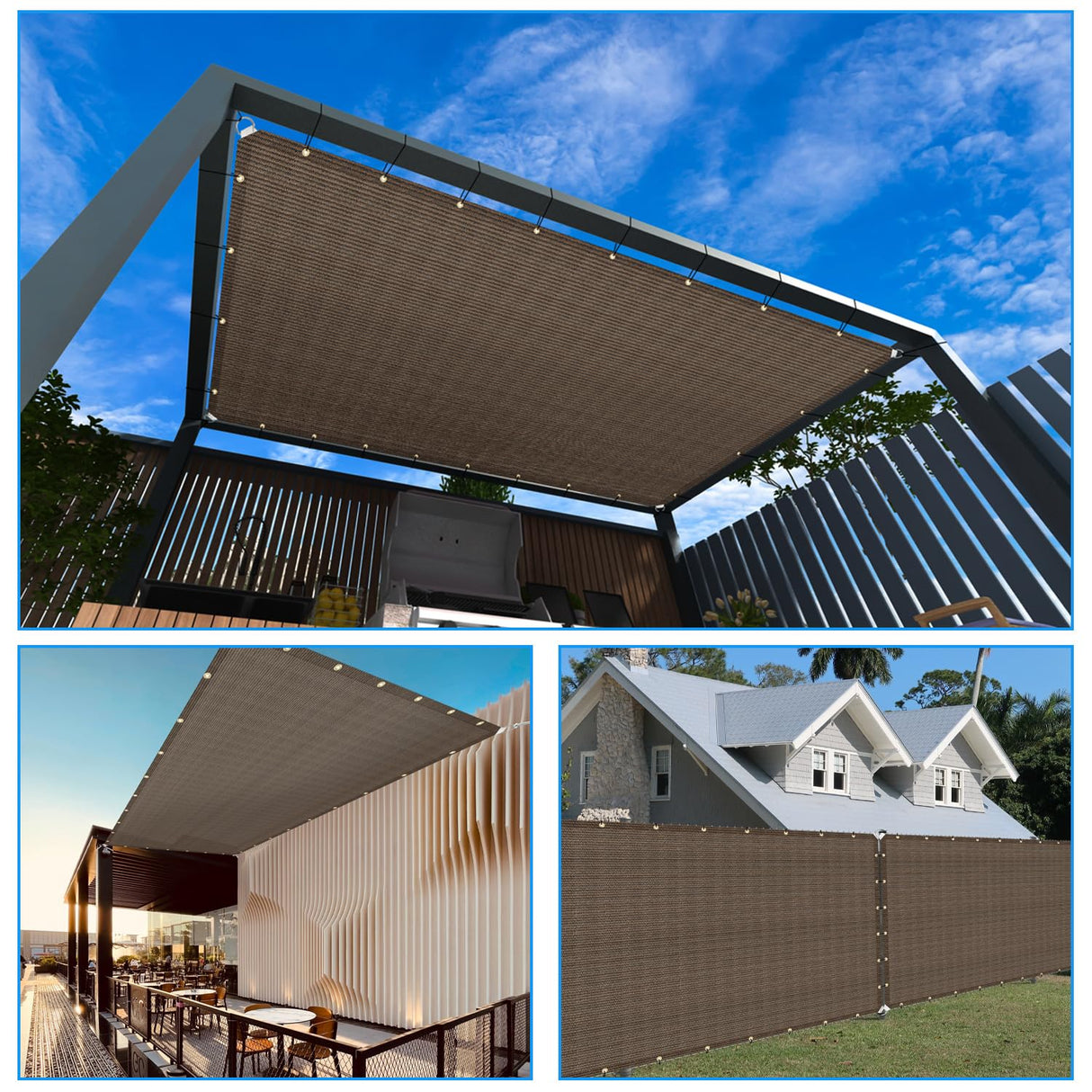 Awnpro 14' x 18' Sun Shade Sail Straight Edge Sun Shade Canopy with Grommets Sunlight Block Shade Cover for Outdoor Pergola Patio Backyard Garden (Brown) AwnPro