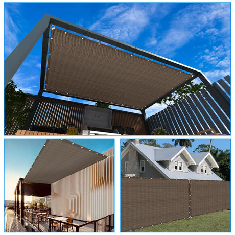 Awnpro 14' x 18' Sun Shade Sail Straight Edge Sun Shade Canopy with Grommets Sunlight Block Shade Cover for Outdoor Pergola Patio Backyard Garden (Brown) AwnPro