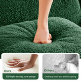 Green Modular Cloud Couch Loveseat with 1 Ottoman, Teddy Fabric Boneless Sectional Sofa in a Box, Comfortable Floor Sofa for Living Room, No Assembly Required, Sofas para Sala ODUSE-DAILY