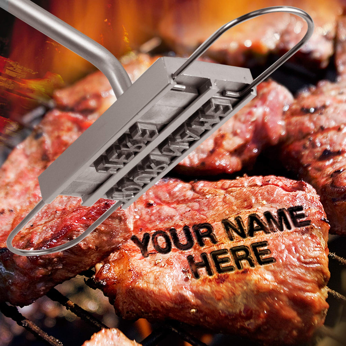 Barbuzzo Custom BBQ Branding Iron - Personalise Your Meat with Changeable Letters for Steaks, Burgers, and More Barbuzzo