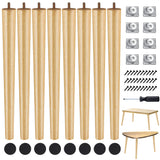 TURSTIN 8 Pieces 16 Inches Table Legs Wood Furniture Legs Tapered Round Replacement Desk Chair Legs Mid Century Furniture Legs for Coffee Table Dresser Night Stand (Wood) TURSTIN