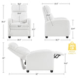 Yaheetech Boucle Recliner Chair Single Sofa Home Theater Seating Adjustable Modern Single Reclining Chair for Living Room Bedroom Home Theater White Yaheetech